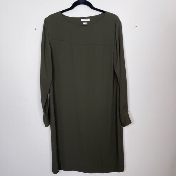 New Aritzia Babaton Medium M Fairman Dress Tuscan Olive Green Brown Long Sleeve - Picture 1 of 10